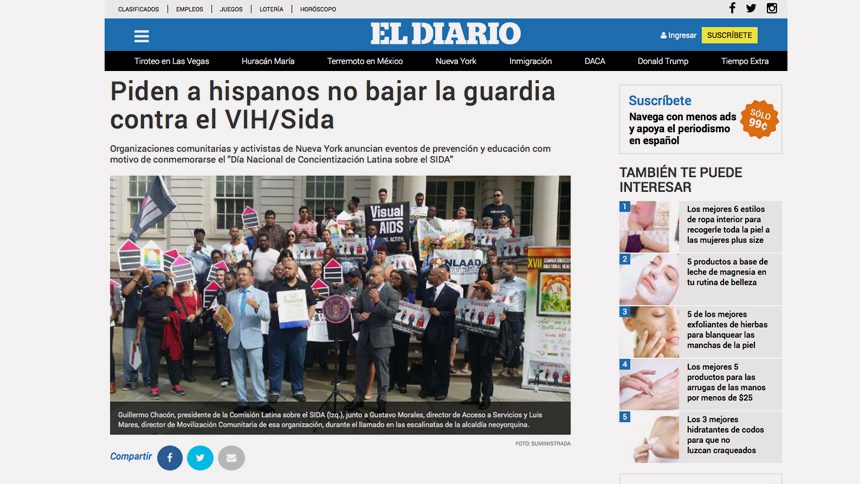 Piden a hispanos no bajar la guardia contra el VIH/Sida